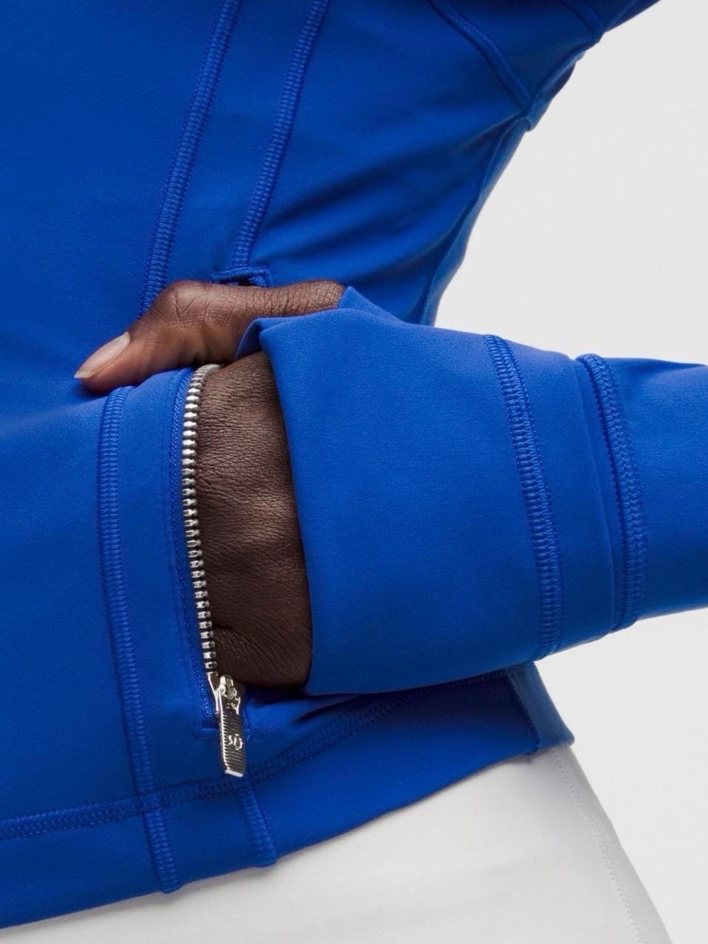 lululemon Define Cropped Jacket Nulu in Beach Ball Blue with Silver Zippers. - Picture 3 of 8